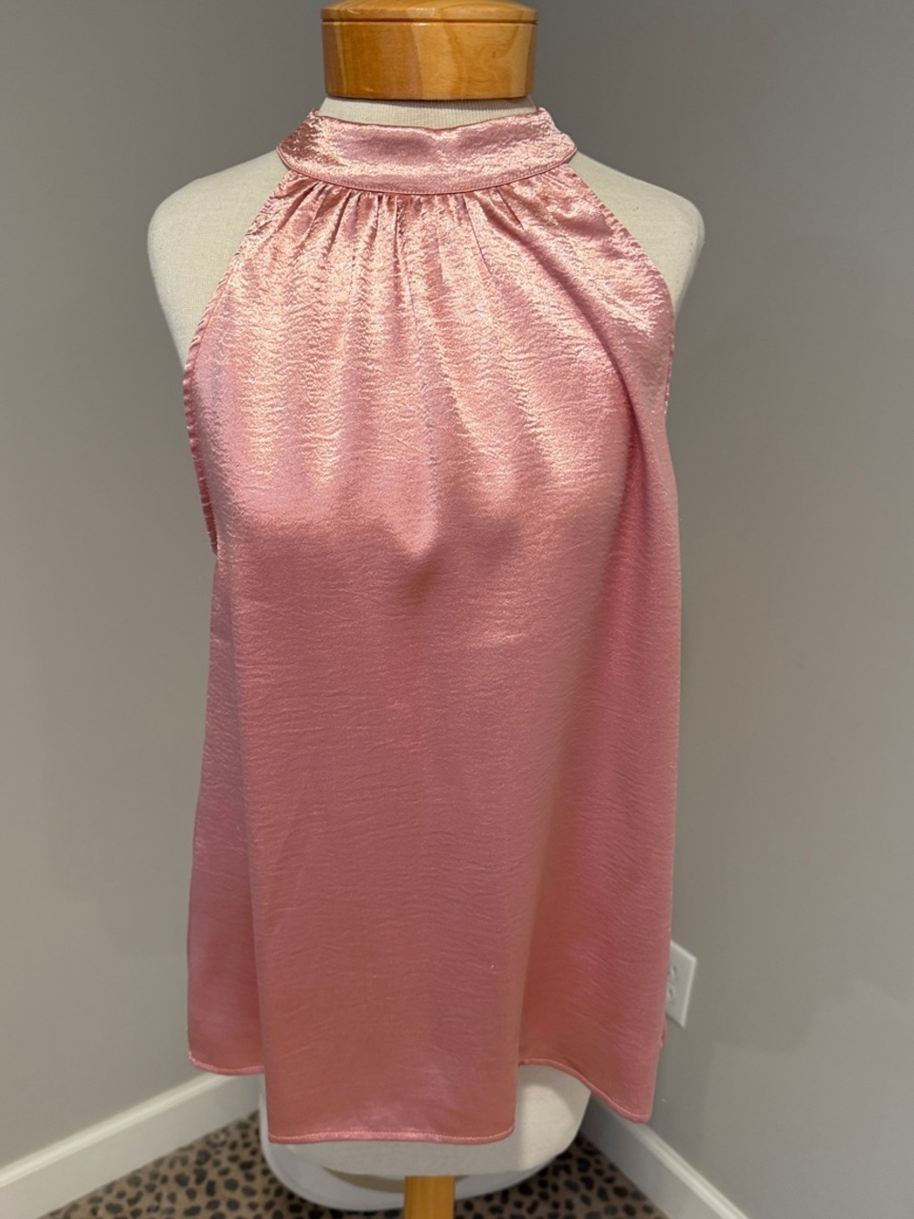 BB Dakota Satin Halter Neck Tank Top - Dusty Pink